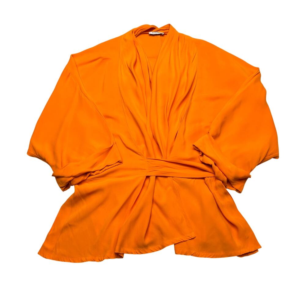 Rodebjer Tennessee Twill Wrap Blouse Women's XL Orange Kimono Top